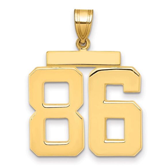 14k Yellow Gold Athletic Collection Large Polished Number 86 Pendant